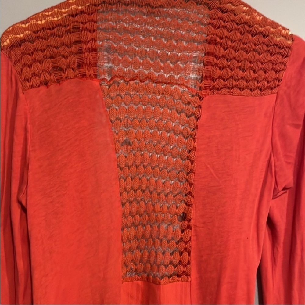 Anthropologie Tiny Open Knit Drape Coral Crochet
Trim Cardigan Sweater SzS VGUC - Picture 13 of 16